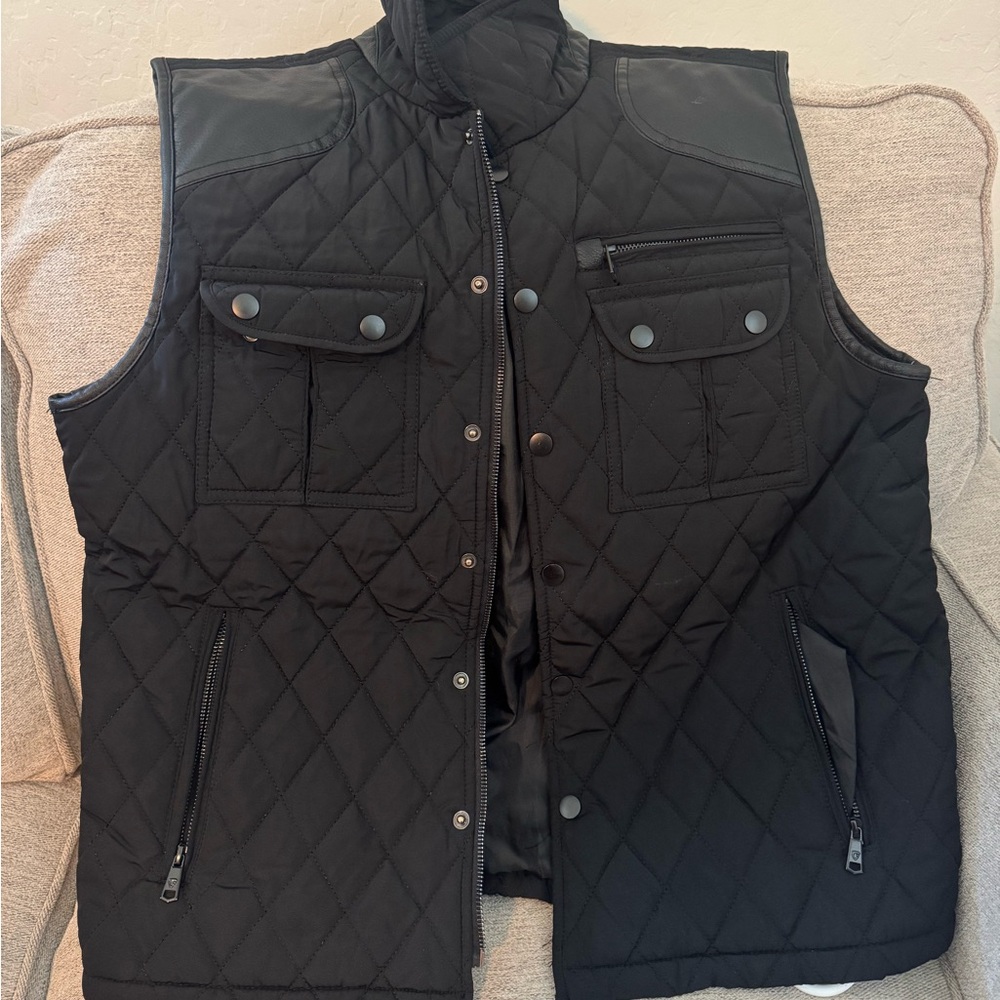 Men's Quilted Black Utility Vest